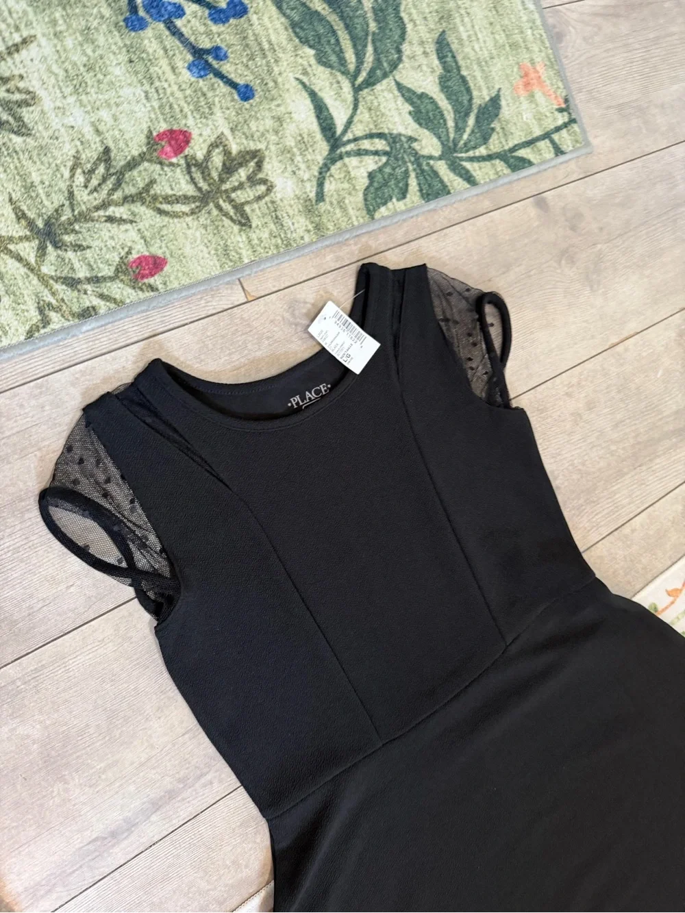 New The Children's Place Black Girls' Fit-and-Flare Party Dress Size Large